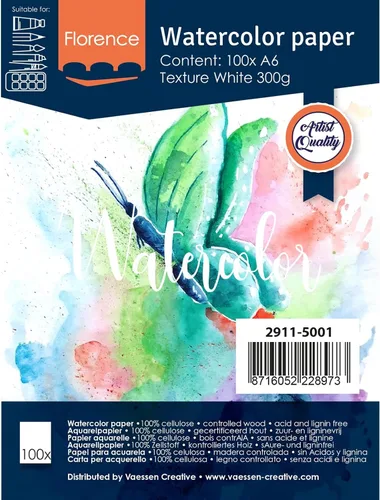 Miniatura 6 de Vaessen Creative VARTA Florence - Papel A4 para acuarela, 10 hojas para pintar, manuales, proyectos de arte y más, calidad artística, calidad