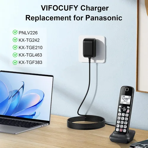 Miniatura 4 de Fuente de alimentación para Panasonic PNLV226 KX-TG242 KX-TGE210 KX-TGL463 KX-TGF383 Teléfonos 5.5V Adaptador de CA PNLC1029 KX-TG6722 Cargador