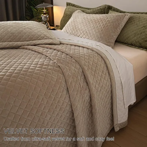 Miniatura 3 de tohrisa Juego de edredón de terciopelo tamaño King, ropa de cama ultrasuave de 3 piezas con 2 fundas de almohada, colcha reversible ligera