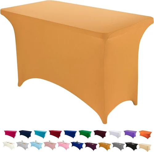 Miniatura 61 de Peomeise - Funda de mesa de elastano de 4 pies, mantel rectangular elástico de elastano (verde manzana, 4 pies)