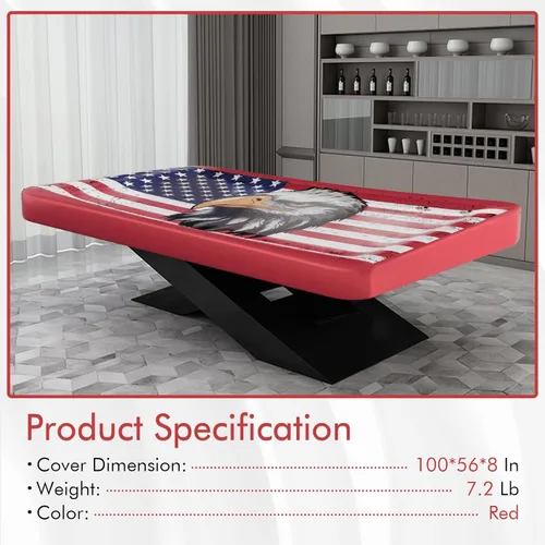Miniatura 4 de Funda de cuero para mesa de billar de 8 pies, 8 pies, para exteriores e interiores, para proteger la mesa de billar, color rojo