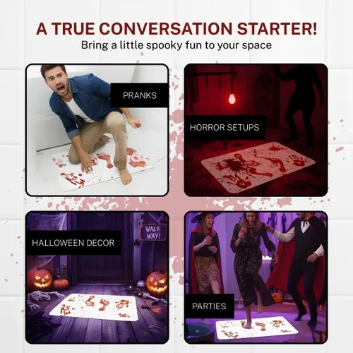Miniatura 6 de The Murder Mat Alfombra de baño de terror que cambia de color, huellas rojas aparecen cuando se mojan y desaparecen a medida que se seca, alfombra