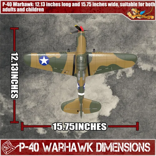 Miniatura 6 de Avión RC LEAMBE de 4 canales con control remoto - Avión RC P-40 Warhawk listo para volar para principiantes adultos con sistema de estabilización