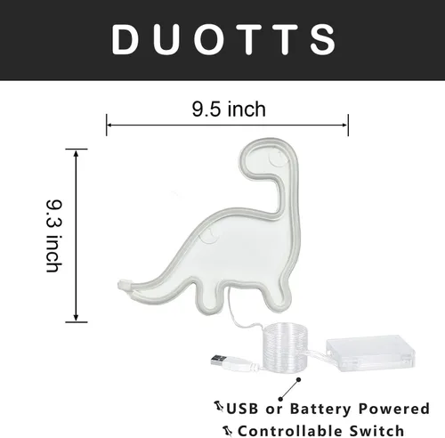 Miniatura 6 de Letrero de neón de dinosaurio, luz LED, decoración de pared, decoración de habitación, bonita luz nocturna, regalo para niños y niñas, regalo