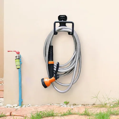 Miniatura 7 de Besiter Manguera de jardín de acero inoxidable de 25 pies con boquilla de pulverización ajustable de 10 funciones, manguera de jardín de metal