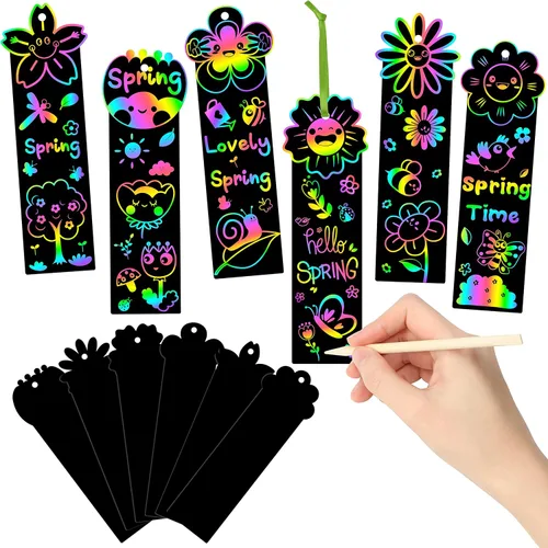 HubirdSall 60 marcadores de flores de primavera para niños, kit de manualidades mágicas de color para escuela, aula, manualidades, actividad,