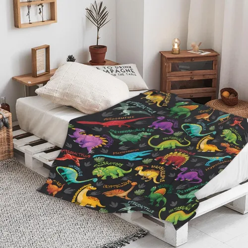 Miniatura 7 de Manta de dinosaurio para regalo, manta de franela ultra suave y acogedora, manta de forro polar ligera y mullida, manta de felpa cálida para sofá