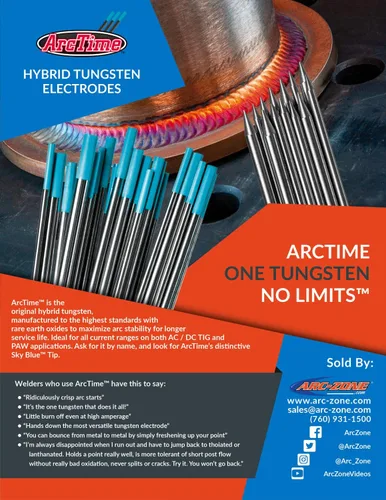 Miniatura 7 de ArcTime TIG - Electrodos de tungsteno de mezcla de tierras raras, no radiactivos, no toriados híbridos prémium (azul cielo, EWG) 1/16 pulgadas x 7