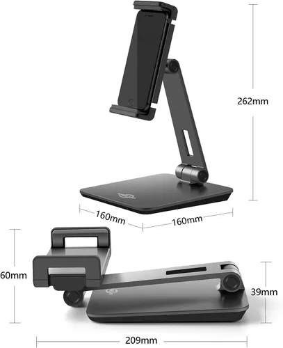 Miniatura 3 de KABCON Soporte para Tableta, Soporte para Tableta de Aleación de Aluminio con Tensión Ajustable para Escritorio, Base de Soportes para Tabletas