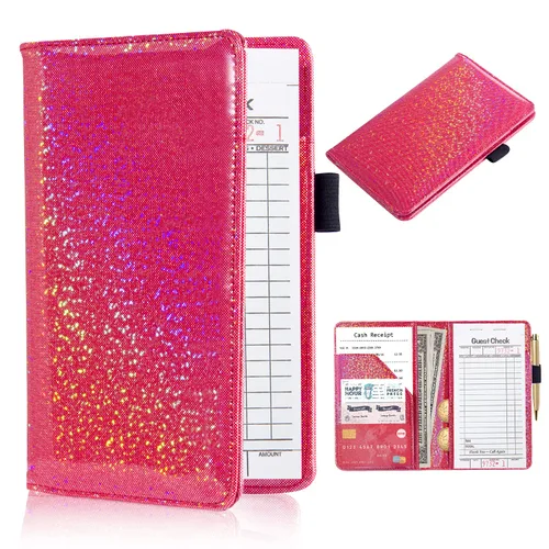 Miniatura 25 de ACdream - Libretas de servicio para camarera, libreta de anotación de comensales, lindo organizador de piel y cartera para dinero, para presentar AB