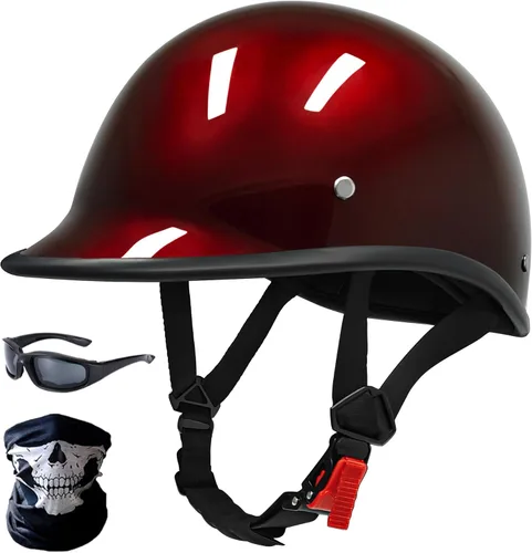 Miniatura 10 de Casco de motocross de media gorra para adultos, casco abierto para motocicleta, ciclismo, motocross, para hombres y mujeres, aprobado por DOT