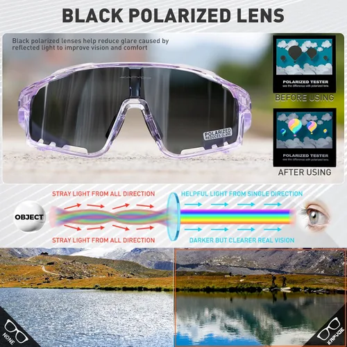 Miniatura 3 de KAPVOE Gafas de Ciclismo Polarizadas para Hombres y Mujeres MTB Bicicleta Montaña TR90 Gafas Deportivas para Correr Bicicleta K76 A08
