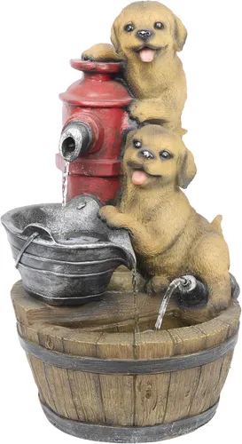 Miniatura 12 de Alpine Corporation Fuente de Agua para Pajareras de 3 Niveles de 35 Pulgadas de Alto para Exteriores con Acento de Cardenal, Decoración Rústica