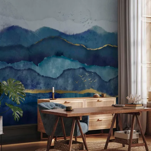 Miniatura 6 de artgeist Mural de pared de alta calidad Paisaje abstracto de montañas, 177 x 124 pulgadas, papel tapiz XXL no tejido, decoración de pared de vellón