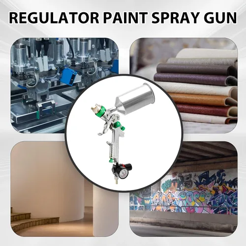 Miniatura 3 de Saihisday Pistola de pintura por gravedad de 0.098 pulgadas HVLP, pistola de pintura de reparación de carrocería de automóvil, pistola de pintura