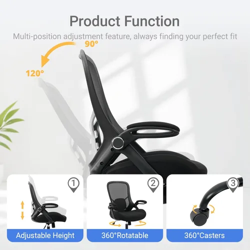 Miniatura 7 de HYLONE Silla de Oficina Grande y Alta de Servicio Pesado para 400 libras, Silla de Escritorio Ergonómica con Asiento Engrosado de 5", Reposabrazos