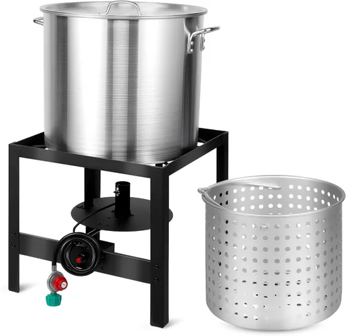 Miniatura 9 de OT1808-LID-Freidora de Propano con Olla Profunda Cuadrada de 18Qt – Cesta Colador de Aluminio de Alta Calidad para Freír Pescado, Olla para Mariscos