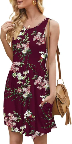 Miniatura 5 de HiMONE Womens Sleeveless Loose Plain Dresses Casual Short Dress with Pocket