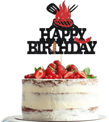 Decoración para tartas de barbacoa para barbacoa, salchichas, parrilla, tema de cocina, decoración de pastel de feliz cumpleaños, niños, niñas,