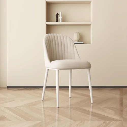 Miniatura 6 de Juego de 2 sillas de comedor color blanco crema, cómodas sillas de oficina con asiento y respaldo de alta elasticidad para sala de estar, Blanco