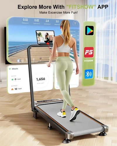 Miniatura 7 de Folding Walking Pad with 15% Incline/RGB Light/Dual Screen Display, 3.5HP Treadmills for Home, Portable Walking Pad Treadmill with Handle Bar and 4