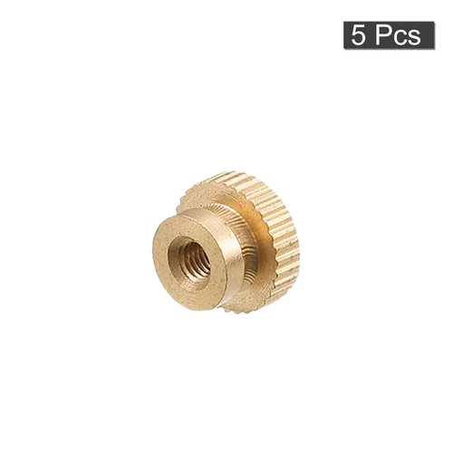 Miniatura 3 de uxcell Tuercas moleteadas para pulgar, 5 tuercas moleteadas de latón M3 x D10mm x H8mm con collar de cabeza alta con agujero ciego moleteado