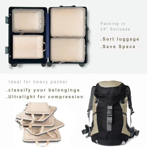 Miniatura 142 de BAGAIL 4 Set/6 Set Ultraligero Compresión Embalaje Cubos Organizador de Embalaje para Accesorios de Viaje Equipaje Maleta Mochila