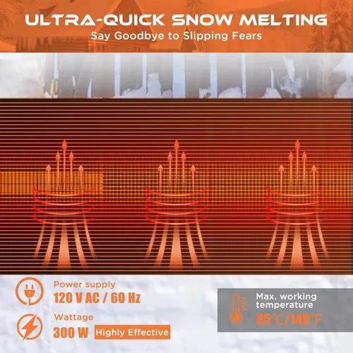 Miniatura 7 de HEATIT Alfombrillas térmicas para derretir la nieve, alfombrillas de goma calentadas para exteriores para entradas, alfombrillas de fusión de nieve