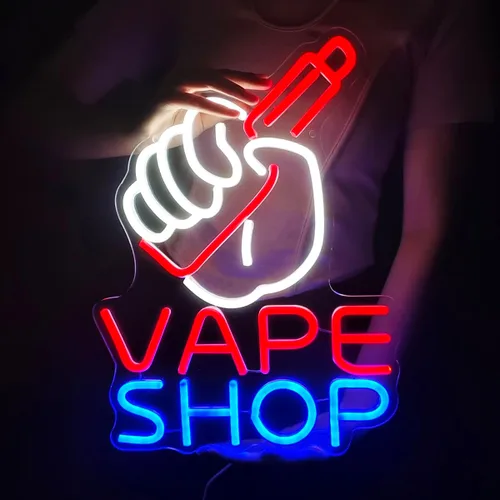 Planzo VAPE Shop - Letrero de neón para tienda de humo con luz LED, para tienda de negocios, logotipo, decoración de pared, luz nocturna de neón,