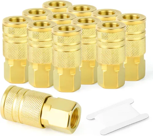 Miniatura 10 de GASHER 12PCS 1/2"MNPT Brass Industrial Coupler,1/4 Flow Quick Connect Air Coupler