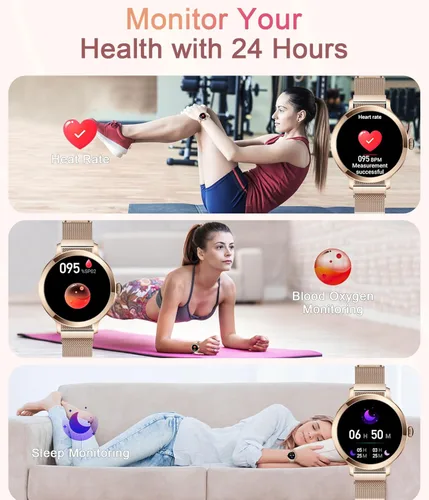 Miniatura 5 de Relojes inteligentes para mujer, 1.106 pulgadas AMOLED de pantalla pequeña, reloj inteligente para responder/hacer llamadas para teléfonos Android