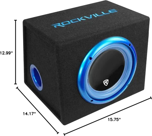 Miniatura 11 de Rockville RVB10.1A Subwoofer activo para automóvil de 10 pulgadas y 500 W con gabinete, amplificador de clase AB integrado, refuerzo de graves