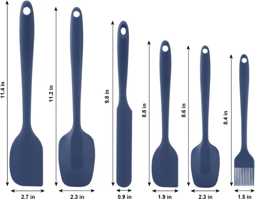 Miniatura 6 de Juego de espátulas de silicona, espátula de cuchara de goma, espátula resistente al calor, diseño de una pieza, espátula sin costuras, espátula Azul