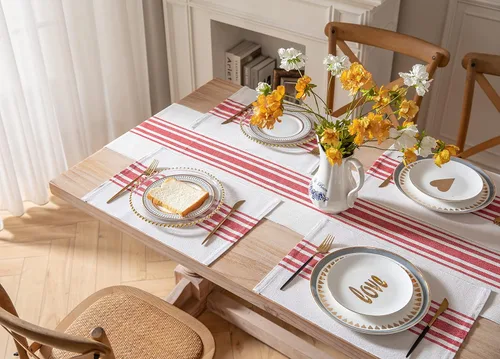 Miniatura 6 de Juego de 6 manteles individuales para mesa de comedor, manteles individuales de tela tejida para decoración de mesa de cocina, hechos a mano