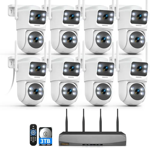 Miniatura 10 de Sistema de cámara de seguridad inalámbrica de doble lente de 4 MP, NVR WiFi de 16 canales con 2 cámaras, 4 antenas un 55% más de alcance, fijo +