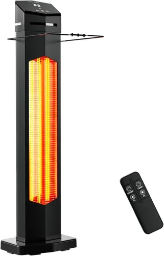 Calentador eléctrico de patio de 1500 W, calentador infrarrojo de 36 pulgadas con control remoto, calentador de espacio de torre infrarrojo