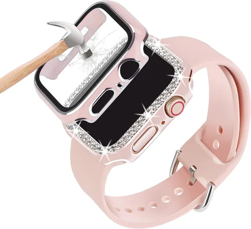 Miniatura 8 de Compatible para Correa de Apple Watch con Estuche 38mm 40mm 41mm 42mm 44mm 45mm 46mm, Correa de Silicona Suave Impermeable + Estuche Protector