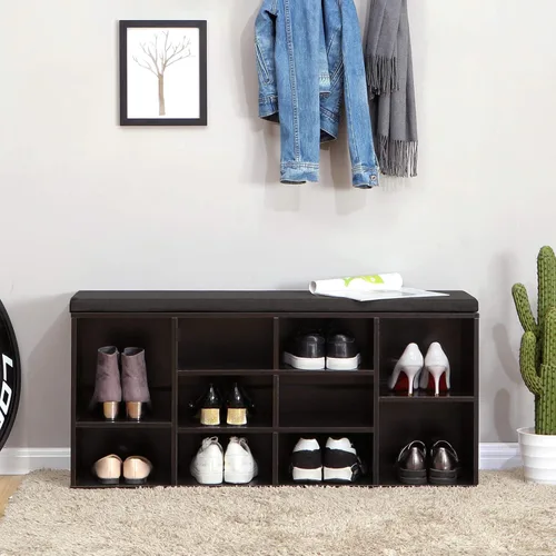 Miniatura 2 de VASAGLE - Colección CUSTOS - Banco para zapatos, banco de almacenamiento con asiento acolchado, banco de entrada con 10 compartimentos
