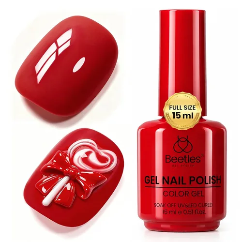 Miniatura 84 de Beetles - Esmalte de uñas de gel ultravioleta semipermanente sin HEMA de alto brillo para manicura francesa y arte de uñas, frasco a juego, blanco