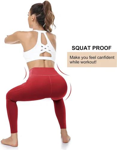 Miniatura 5 de RIMLESS 7 Leggings para mujer con bolsillos de cintura alta, pantalones de yoga de algodón para entrenamiento, correr, atletismo, pantalones capri