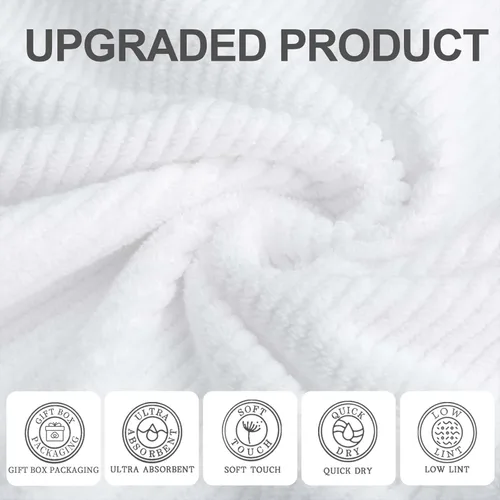 Miniatura 200 de VOOVA & MOVAS Toallas de mano blancas - 100% algodón Ligeras Gruesas Secado rápido Suaves Absorbentes, paquete de 4 piezas grandes de 18