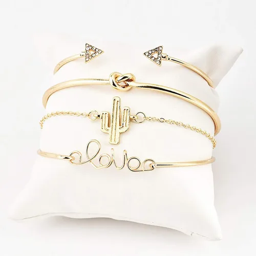 Miniatura 4 de Pulseras para niñas adolescentes 4 unidsset pulsera abierta brazalete ajustable joyería exquisita cadena de mano regalo para fiesta