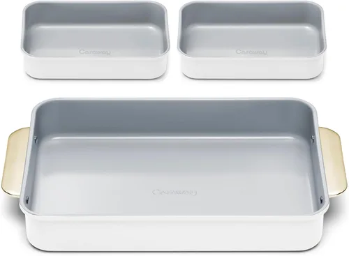 Miniatura 28 de Caraway Sartén rectangular de cerámica antiadherente de 9 x 13 pulgadas, revestimiento de cerámica naturalmente resbaladizo, no tóxico, libre