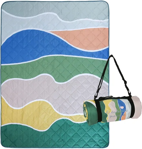 Miniatura 11 de Exclusivo Mezcla Manta de picnic impermeable de 60 x 80 pulgadas, manta de camping moderna a prueba de arena de poliéster floral multicolor grande