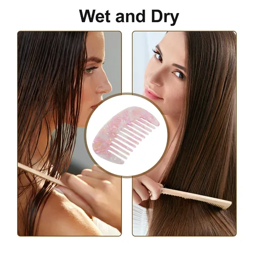 Miniatura 6 de VOCOSTE Peine de dientes anchos para mujer, tamaño de bolsillo antiestático para cabello rizado grueso, de viaje y mini peine para cabello húmedo