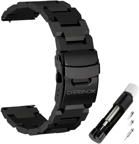 Miniatura 6 de Pulsera inteligente Carbinox Vortex con banda de metal, cargador, vidrio templado (paquete de 2), correas resistentes, rastreador de fitness