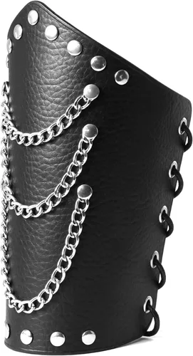 Miniatura 5 de Manfnee Guantelete de cuero Pulsera Armadura de muñeca Brazo de cuero Guardsr Brazo Armadura ajustable