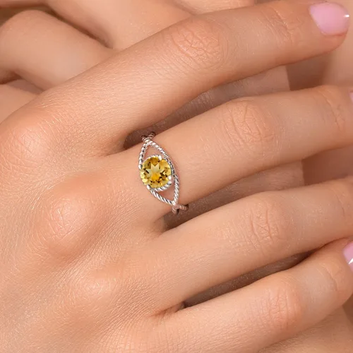 Miniatura 84 de Gem Stone King 7MM Round Gemstone Birthstone Solitaire Ring for Women Twisted Rope Band in 925 Sterling Silver Available in Sizes 5, 6, 7, 8, 9