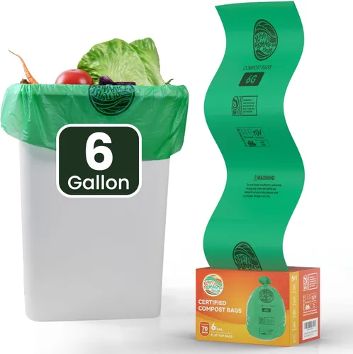Miniatura 9 de Bolsas de compost 3 galones, 100 unidades, bolsas de compost para restos de comida que caben en el contenedor de la encimera, bolsas pequeñas