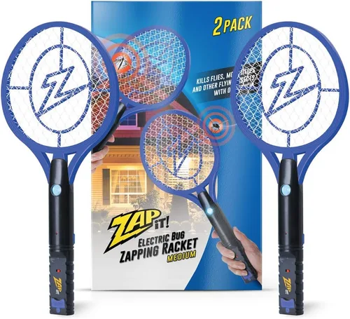 Zap It Bug Zapper - Raqueta mata mosquitos recargable de 4000 voltios, cable de carga USB, Paquete de 2 Amarillo